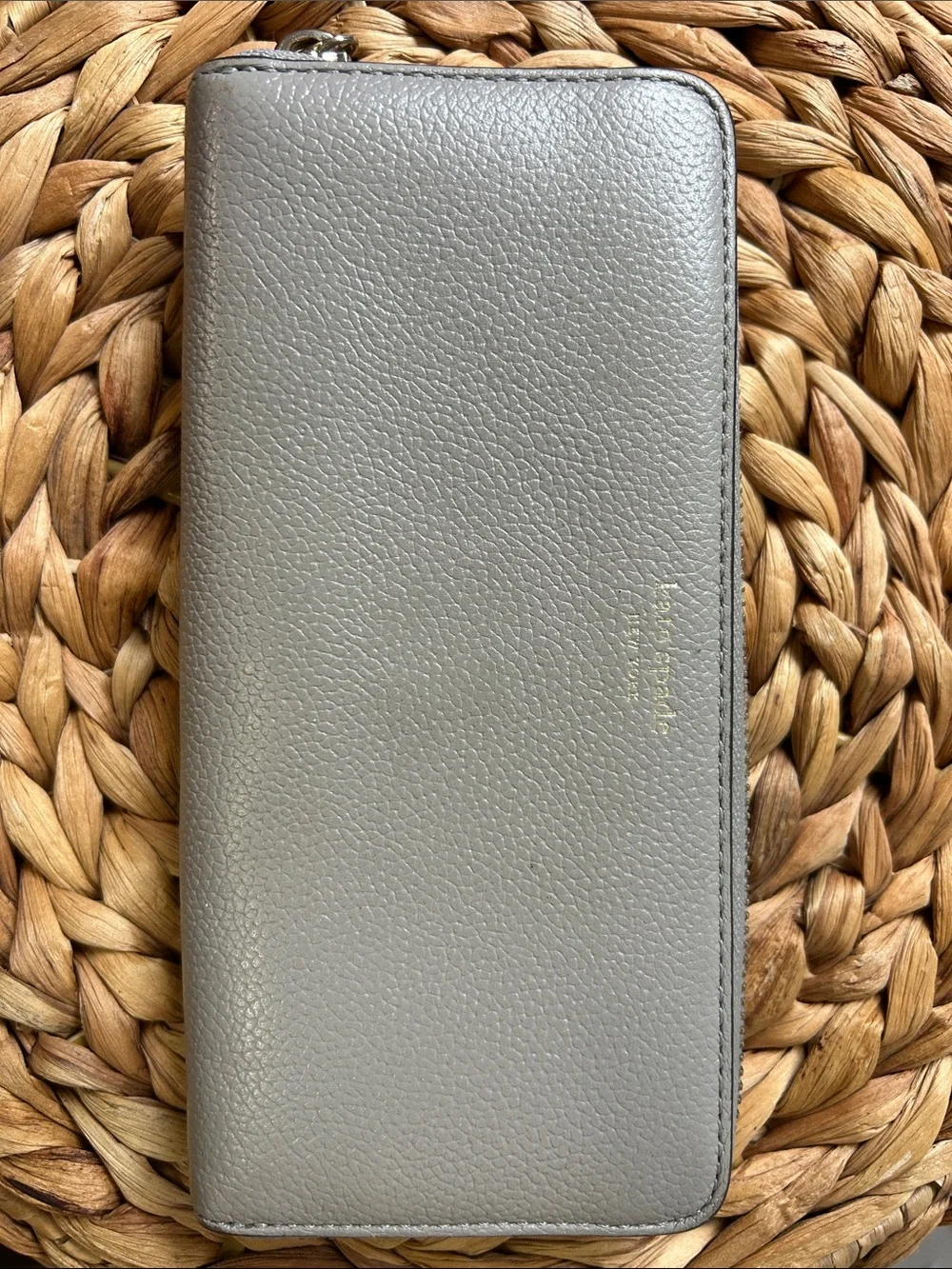 Leather Zipper Wallet Case - Gray